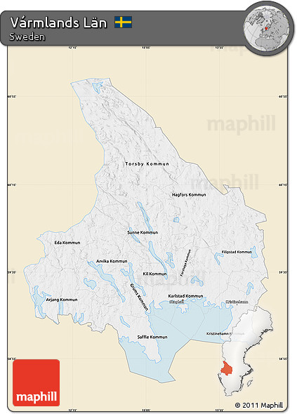 Classic Style Map of Vármlands Län, single color outside