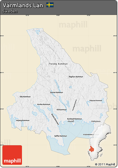 Classic Style Map of Vármlands Län, single color outside