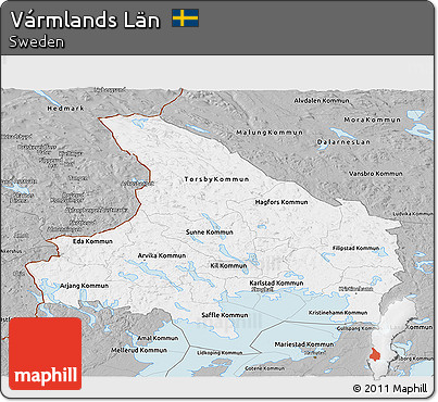 Gray Panoramic Map of Vármlands Län
