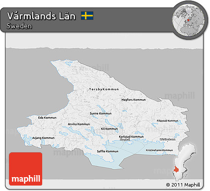 Gray Panoramic Map of Vármlands Län, single color outside