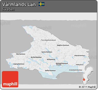 Gray Panoramic Map of Vármlands Län, single color outside
