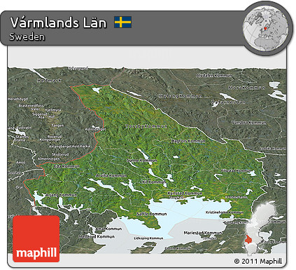 Satellite Panoramic Map of Vármlands Län, semi-desaturated