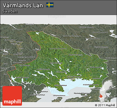 Satellite Panoramic Map of Vármlands Län, semi-desaturated