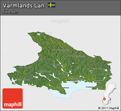 Satellite Panoramic Map of Vármlands Län, single color outside