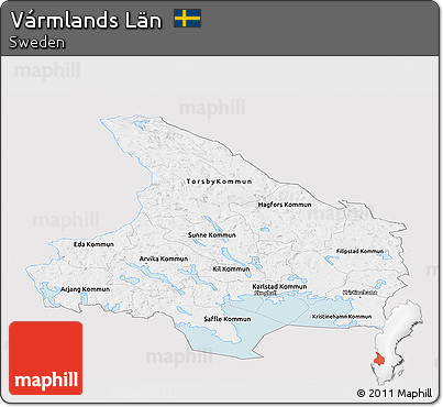 Silver Style Panoramic Map of Vármlands Län, single color outside