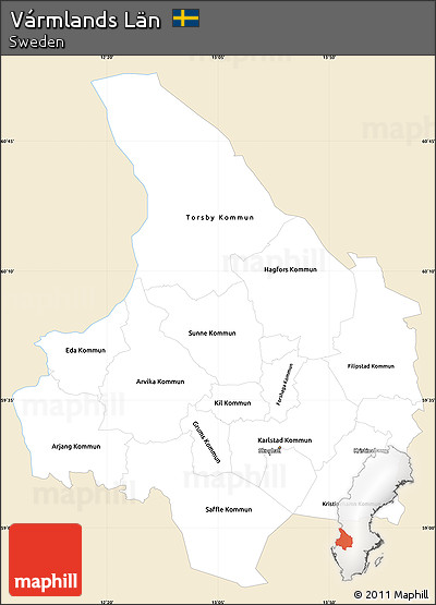 Classic Style Simple Map of Vármlands Län, single color outside