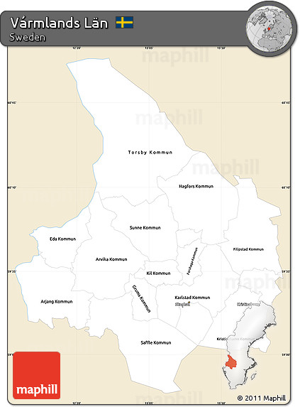 Classic Style Simple Map of Vármlands Län, single color outside