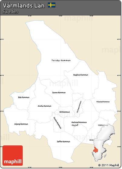 Classic Style Simple Map of Vármlands Län, single color outside