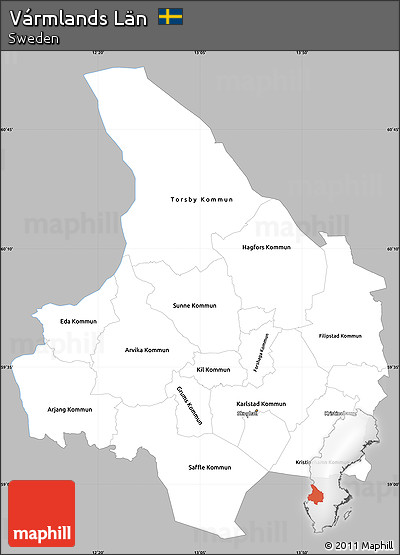 Gray Simple Map of Vármlands Län, single color outside
