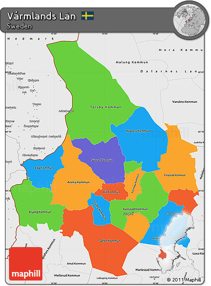Political Simple Map of Vármlands Län, single color outside, borders and labels