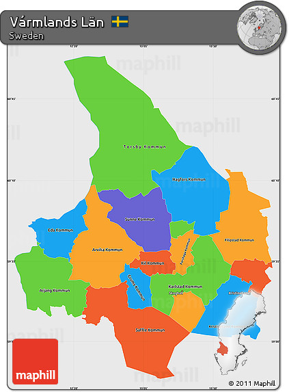 Political Simple Map of Vármlands Län, single color outside