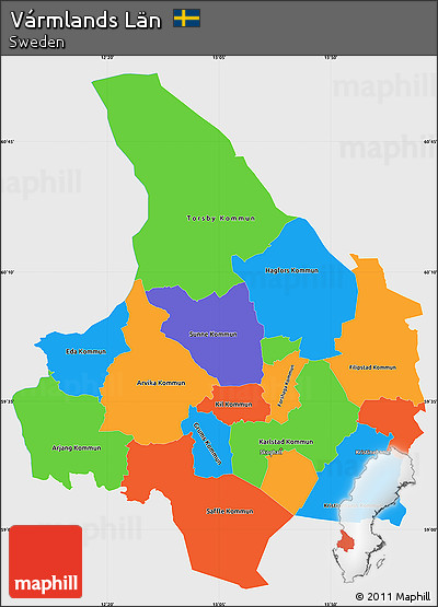 Political Simple Map of Vármlands Län, single color outside