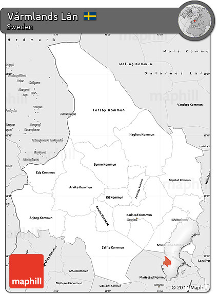 Silver Style Simple Map of Vármlands Län