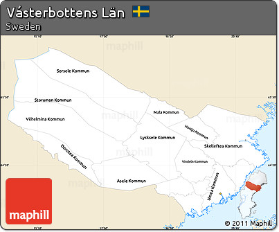 Classic Style Simple Map of Vásterbottens Län, single color outside