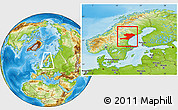Physical Location Map of Vásternorrlands Län, within the entire country