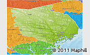 Physical 3D Map of Örnsköldsvik Kommun, political outside