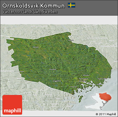 Satellite 3D Map of Örnsköldsvik Kommun, lighten