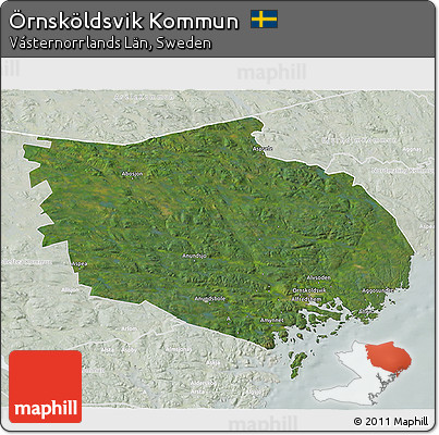 Satellite 3D Map of Örnsköldsvik Kommun, lighten