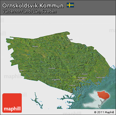 Satellite 3D Map of Örnsköldsvik Kommun, single color outside