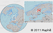 Gray Location Map of Örnsköldsvik Kommun, highlighted parent region, within the entire country, hill shading