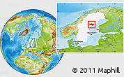Physical Location Map of Örnsköldsvik Kommun, highlighted country, within the entire country