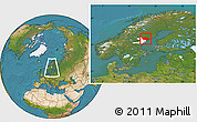 Satellite Location Map of Örnsköldsvik Kommun, highlighted parent region, within the entire country