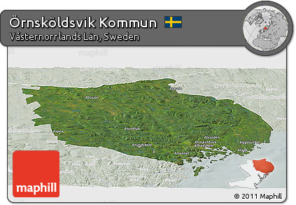 Satellite Panoramic Map of Örnsköldsvik Kommun, lighten