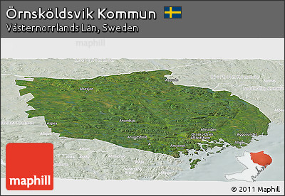 Satellite Panoramic Map of Örnsköldsvik Kommun, lighten