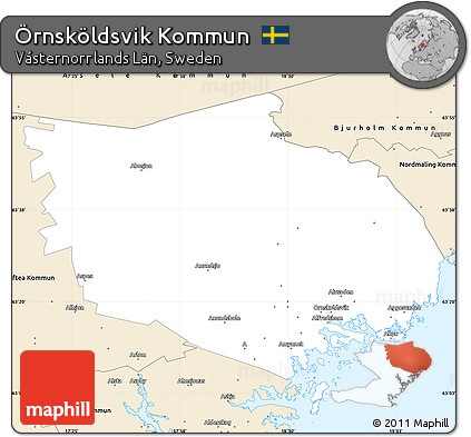 Classic Style Simple Map of Örnsköldsvik Kommun