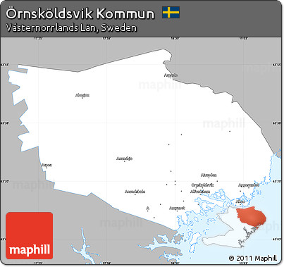 Gray Simple Map of Örnsköldsvik Kommun, single color outside