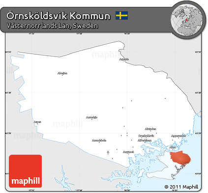Silver Style Simple Map of Örnsköldsvik Kommun, single color outside
