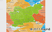 Physical 3D Map of Västmanlands Län, political shades outside