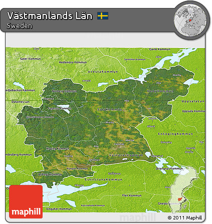Satellite 3D Map of Västmanlands Län, physical outside