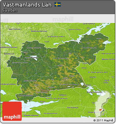 Satellite 3D Map of Västmanlands Län, physical outside
