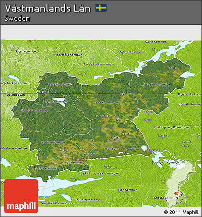 Satellite 3D Map of Västmanlands Län, physical outside