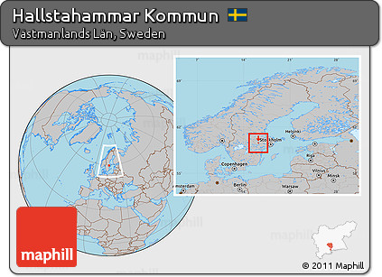 Gray Location Map of Hallstahammar Kommun, within the entire country