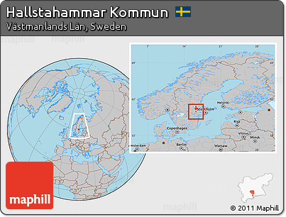 Gray Location Map of Hallstahammar Kommun, within the entire country