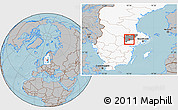 Gray Location Map of Hallstahammar Kommun, highlighted country, highlighted parent region, hill shading