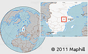 Gray Location Map of Hallstahammar Kommun, highlighted country, hill shading