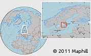 Gray Location Map of Hallstahammar Kommun, highlighted parent region, within the entire country, hill shading