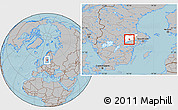 Gray Location Map of Hallstahammar Kommun, highlighted parent region, hill shading
