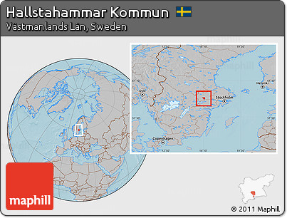 Gray Location Map of Hallstahammar Kommun, hill shading