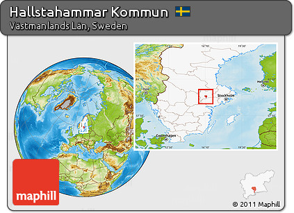 Physical Location Map of Hallstahammar Kommun, highlighted country