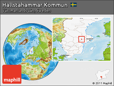Physical Location Map of Hallstahammar Kommun, highlighted country