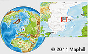 Physical Location Map of Hallstahammar Kommun, highlighted country, highlighted parent region