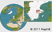 Satellite Location Map of Hallstahammar Kommun, highlighted country, highlighted parent region