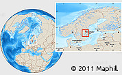 Shaded Relief Location Map of Hallstahammar Kommun, within the entire country
