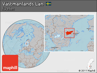 Gray Location Map of Västmanlands Län, hill shading