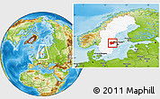 Physical Location Map of Västmanlands Län, highlighted country, within the entire country