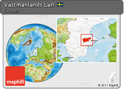 Physical Location Map of Västmanlands Län, highlighted country